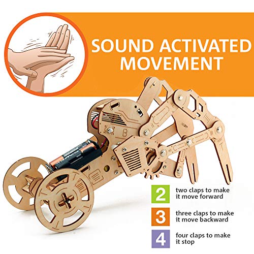 3D DIY Walking Robot Kit Mechanical Wooden Puzzle – Sound Controlled Crawfish Robotics Toy