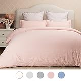 Duvet Cover Set with Zipper Closure-Wrinkled Vintage Style Pink,Full/Queen (90