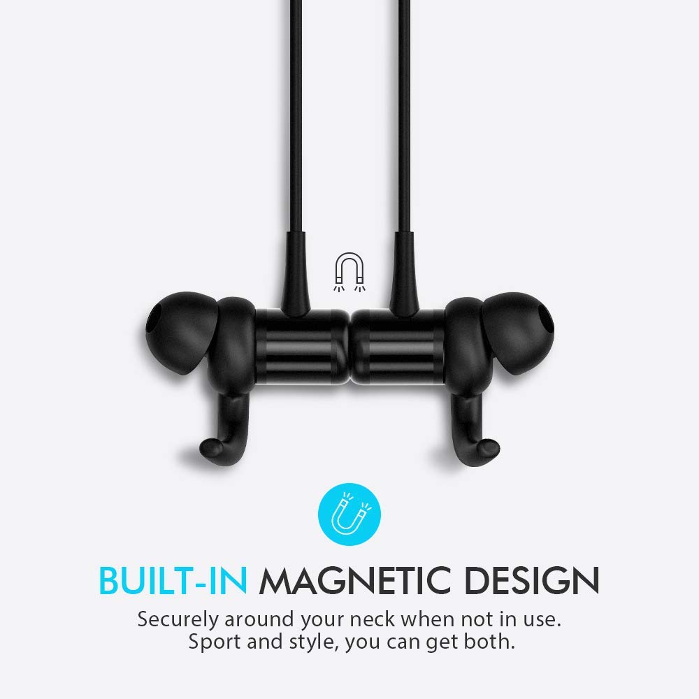 PORTHOLIC Écouteurs Bluetooth Oreillette Bluetooth 4.1 magnétique,Sport Casque Bluetooth sans Fil -IPX6 Étanche- avec Microphone intégré pour iPhone,Samsung,Android téléphones et Tablettes