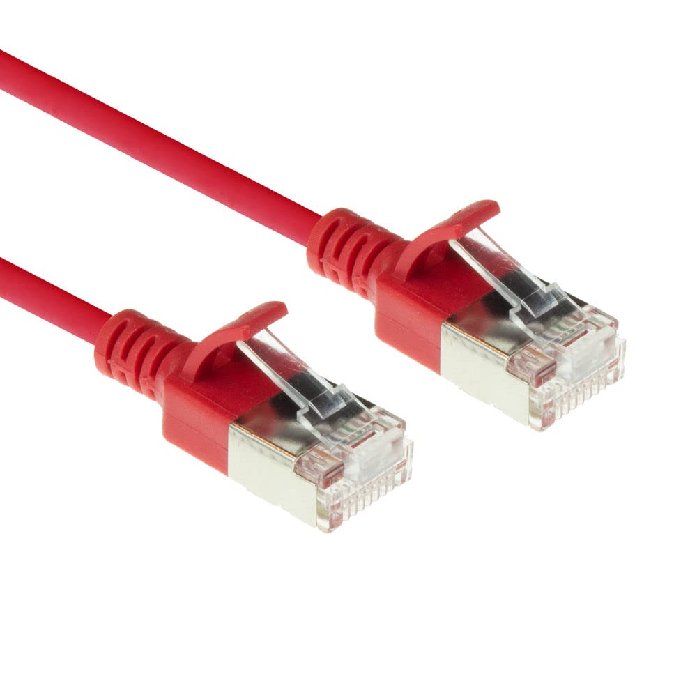 ACT CAT6a Network Cable, U/FTP LSZH LAN Cable Thin 3.8 mm Slimline, Flexible Snagless CAT 6a Cable with RJ45 Plug, for Use in Data Centres, 10 Metres, Red - DC7510