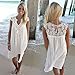 Vovotrade Ladies Boho Sleeveless Womens Loose Summer Beach Lace Dress (S, White)