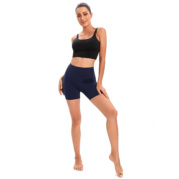 RONLIMO 2023 UPGRADED BIKER SHORTS WITH POCKETS FOR WOMEN HIGH WAISTED 5″ WORKOUT YOGA SHORTS RUNNING GYM SHORTS ATHLETIC