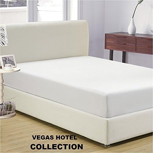 VEGAS HOTEL COLLECTION - 1 PC Fitted Sheet Only - Fabulous White Color 100% Egyptian Cotton 600 Thread Count { Solid : Pattern } Fitted Sheet Perfect Fit King Size ( 15 inch Pocket )