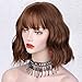 Sué Exquisite Bob Wavy Wig with Bangs Short Auburn Brown Wig for Women Curly Wavy Shoulder Length Bob Synthetic Cosplay Costume Wig Natural Looking