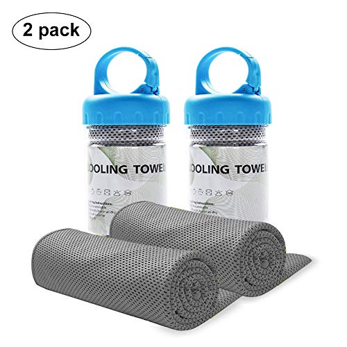 TANCANO Cooling Towel Microfiber Sports Towel Sweat Towel for Golf Workout Swimming Gym Yoga Travel Camping Fitness 40″x12″ Sweat Towel- 2 Pack