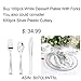 bUCLA 100Pieces White Plastic Plates with 100Pieces Silver Plastic Forks-7.5inch White Disposable Salad/Dessert Plates-Premium Heavy Duty Appetizer Plates for Weddings& Parties
