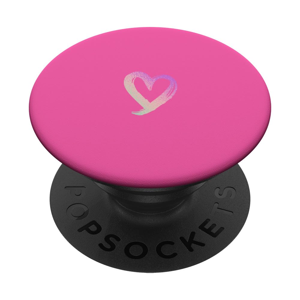 Rainbow Minimalist Heart Pink PopSockets Adhesive PopGrip