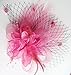 Cizoe Fascinators Hats for Women with Hair Clip Tea Party Hats Feather Wedding Headware Bridal Headpiece(1-Pink)