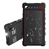 Waterproof Solar Charger, FKANT 10000mA IPX6 Waterproof Dual USB Solar Power Bank Portable External Battery Charger Outdoor Phone Charger with Flashlight for iPhone 8, S8, Note 8 and iPad