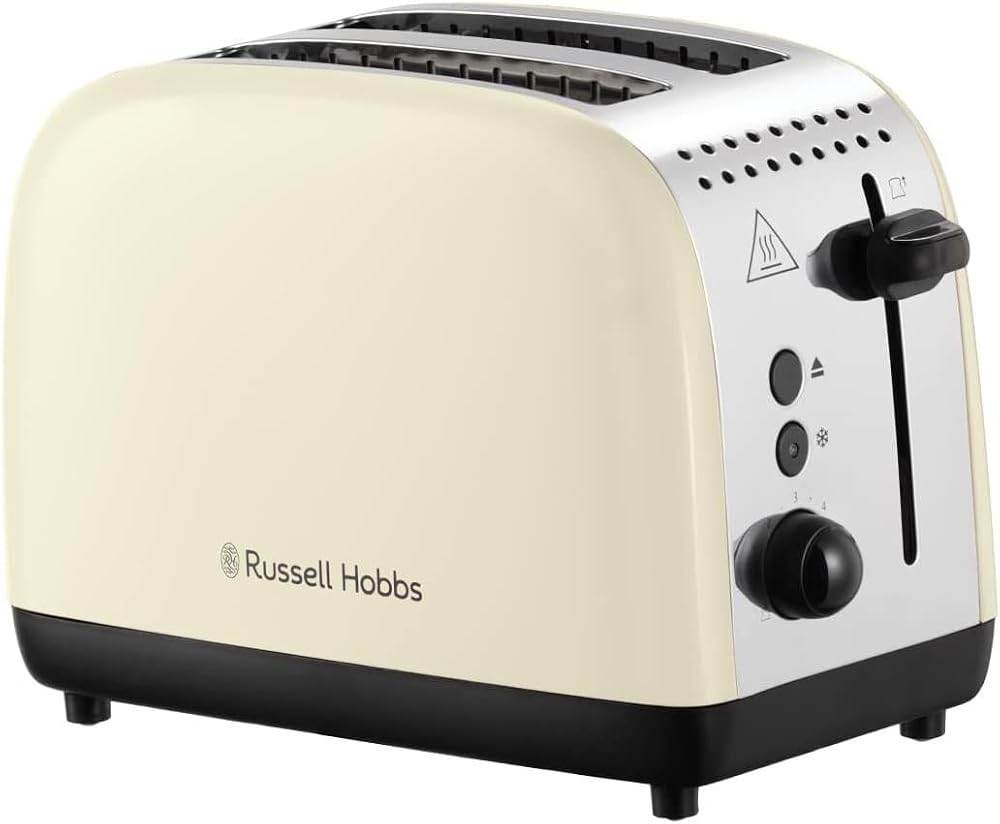 Russell Hobbs 2 Slice Toaster Longer Slots 6 Browning Levels Cream Stainless