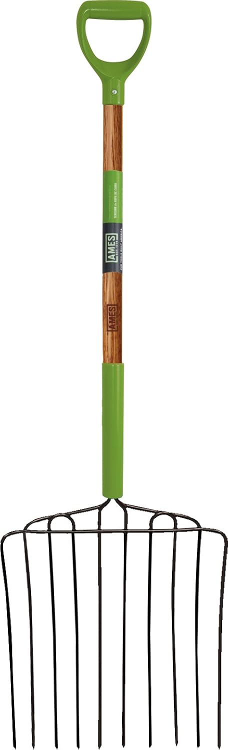 AMES 2827000 10-Tine Welded Steel Ensilage Fork with Hardwood Handle and D-Grip, 52-Inch