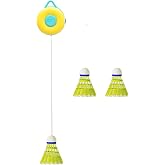 Badminton Training Tool for Solo Practice, Racket with Stable Suction Base, high-Strength Elastic Rope, Improves Skills for Children, and Adults, Suitable for Indoor and Outdoor Exercise.