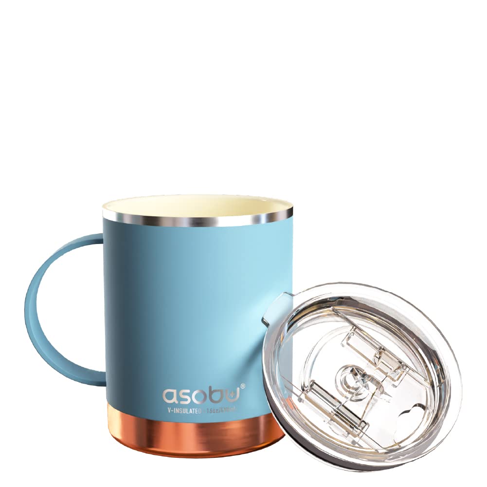 asobu Ultimate Stainless Steel Ceramic Inner Coating Insulated Mug 12 Ounce (Baby Blue)