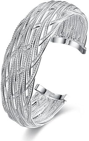 Kacon 925 Sterling Silver Bangle Bracelet, HTOMT Fashion Simple Open Bangles Cuff Jewelry for Women