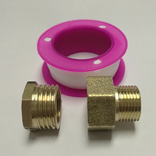 FS-TFC 1/2 inch NPT to 3/8 inch NPT threaded adapter with FOC Teflon brass pipe fitting