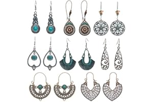 8/9 Pairs Earrings Ear Drop Pendant Classic Bohemia Earring Ear Adornment Retro Ancient Indian Jewelry Drop & Dangle Earrings