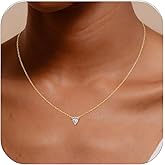 STONEFANS Dainty Gold Necklace for Women - Cute CZ 14K Gold Pendant Plated Necklace Trendy Crystal Choker Necklaces Wedding Prom Jewelry Bridesmaid Gifts