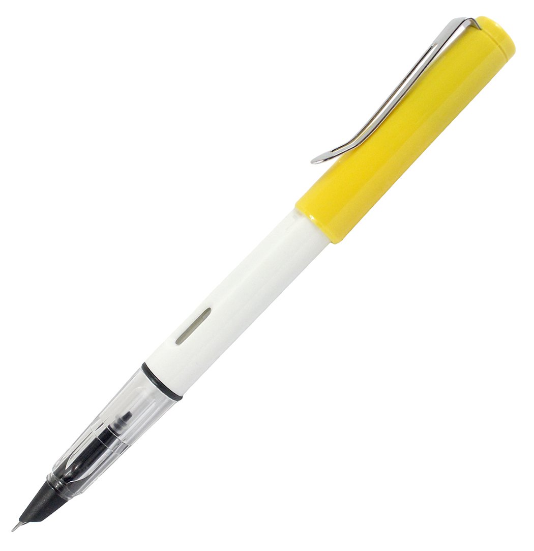Gullor Jinhao Fountain Pen 599, White Body, Fine Nib, Yellow Cap