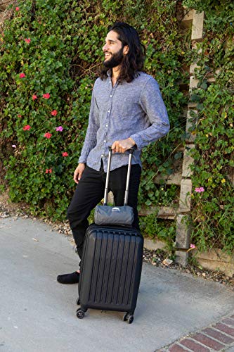 BlueHills Ultra Compact Travel Blanket Pillow in Portable Bag Case with Hand Luggage Belt & Backpack Clip Premium Cozy Soft Compact Pack Large Blanket for Airplane Flight Layover Grey - Gray C002