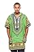 Mens African Swag Dashiki Loose Traditional Long Hoodie Top W/Hood (One Size, Lime)