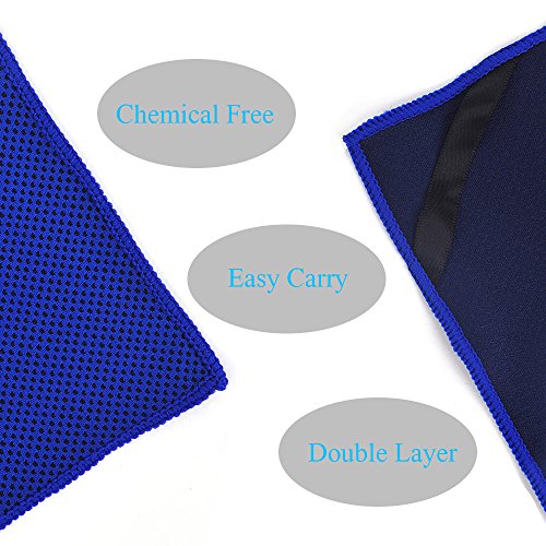 KAMIER Cooling Towel for Sports Instant Cooling Relief, Quick Dry, Staying Cool for Gym, Workout, Outdoor Sports, Running, Yoga, Golf, Pilates, Fitness, Camping Chilling Towel (Dark blue)