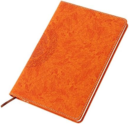 Notebook A5 Lined, YAOHU PU Leather Hardback Book to Write in, Ruled Diary/Personal Organiser/Travel Journal with 200 Pages for Men Women Boy Girl Family, Chinese Dragon, Orange
