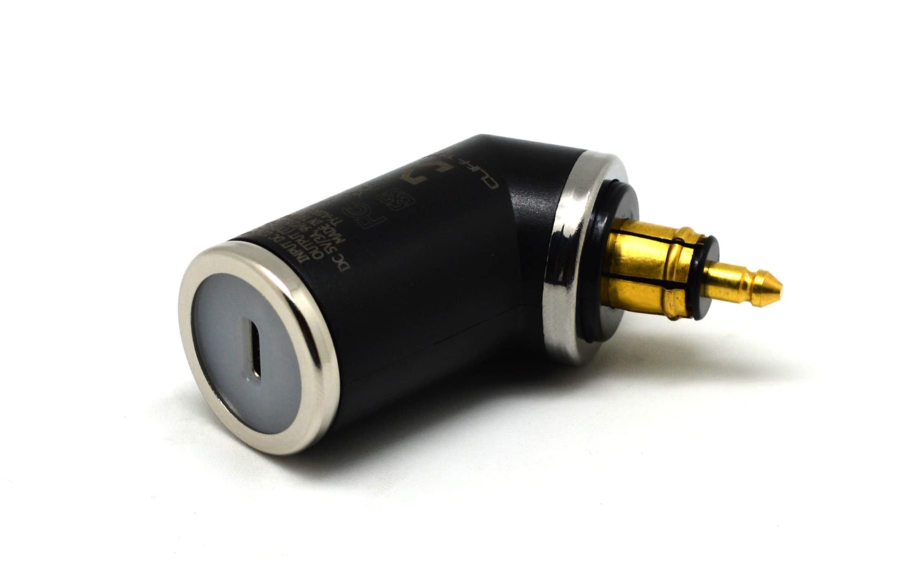 Cliff Top DIN USB Charger 18W PD USB-C and QC 3.0 USB Plug Adapter for DIN Socket, Compatible with BMW Ducati Triumph Motorcycles (Type-C Short Angled)