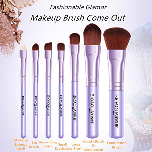 GothicBride Makeup Brushes Set Elegant Purple Premium Makeup Brush Set Synthetic Foundation Powder Concealers Eye Shadows Kabuki Travel Foundation 7Pcs Brush Sets