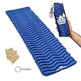 Camping Mat Inflatable Sleeping Pad - Compact & Lightweight for Backpacking - Ultralight Air Mattress Engineered for Comfort – with 3 Repair Patches and Bonus Survival Whistle (Admiral Blue)