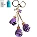 Bolbove 3 Leather Roses Keychain Backpack Flowers Keyring Purse Pendant Handbag Charm (Purple)