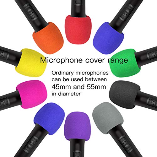 DoerDo 10 Pack Foam Sponge Microphone Cover Thick Colorful Handheld Stage Mic Windscreen