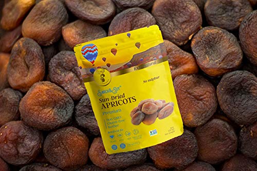 AZNUT Dried Turkish Dark Apricots, Jumbo Size, No Sulphur, NON-GMO Certified, Premium Quality, 100% Natural, Gluten-Free, Kosher, Resealable Bag, Snack&Joy, 1 LB