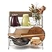 EZOWare 2-Tier Foldable Kitchen Rack, Collapsible Storage Organizer Shelf for Spice Jars Bottle Pots Pan Cups Plates Cans Counter Cabinet - Brown