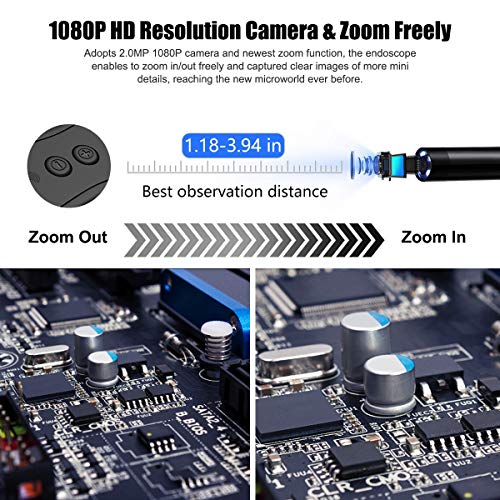 image for Wireless Endoscope, KZYEE 5.5mm 2.0MP 1080P HD Zoom WiFi Borescope, 22