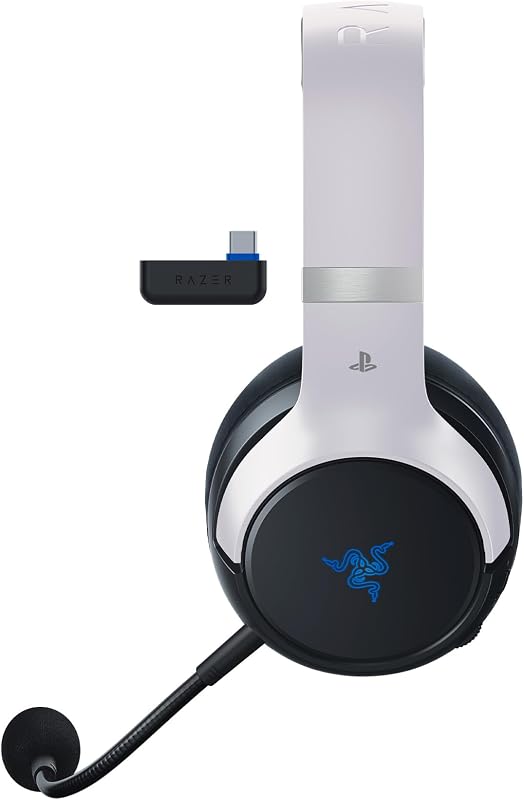 Razer kaira pro - fone de ouvido sem fio para playstation 5 com tecnologia haptic (razer hypersense, driver de 50 mm, controle de volume, razer smartswitch, rgb chroma) preto-branco