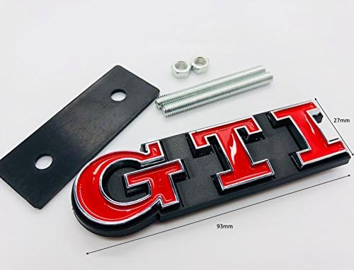 Carbon Genetics Chrome And Red VW GTI Front Grill Badge Emblem With Fitting Kit Polo Golf MK GTI