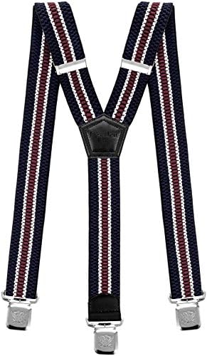 Decalen Mens Suspenders Wide Adjustable and Elastic Braces Y Shape with Very Strong Clips Heavy Duty