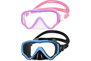 Kids Swimming Goggles 2 Pack Swim Mask with Nose Cover for Kids Youth 3-15, Anti-Shattered Lens UV Protection No-leak