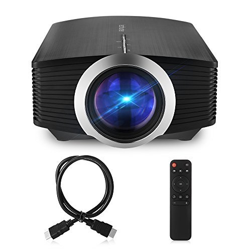 Techhunter LCD Mini Projector Portable Movie Projector Home Theater Cinema Entertainment Games Party Video Projector With HDMI Cable Support Multimedia HDMI Cable, Black, Upgraded