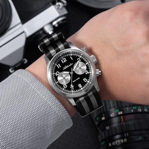 ADDIESDIVE 39 MM Chronograph Watch Panda Dial Quartz VK64 Movement Synthetic Sapphire Super Lume 100 M Mens Waterproof Watches Comfortable Nylon Strap