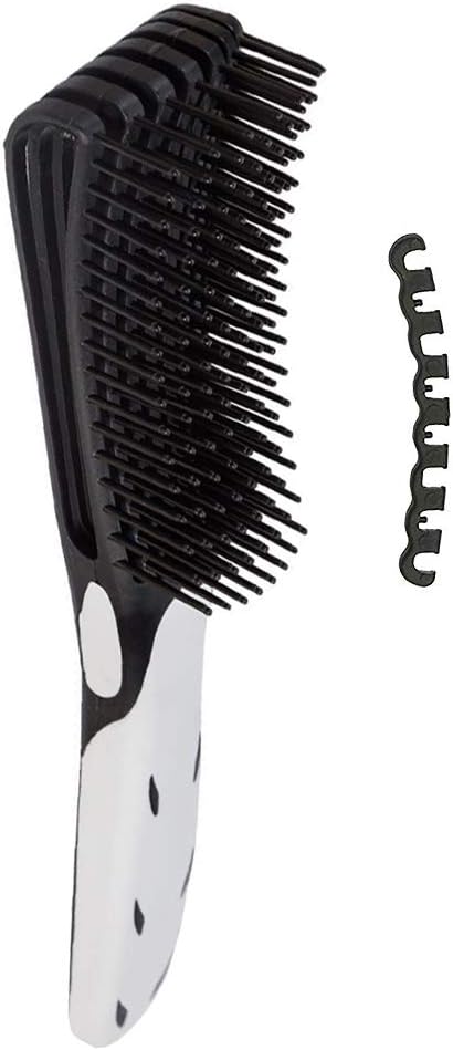 Detangling Brush for Black Natural Hair,Hair Detangler Brush for African American 3a/4b/4c Kinky Wavy,Curly,Coily,Thick Hair, Wet n Dry,Improve Hair Texture-Easy Clean (Black with White Big Handle)