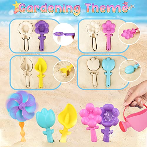 Joyreal 46 PCS Ice Cream Beach Toys - Sand Pit Toys with Collapsible Bucket and Spade Beach Set Kids with Shovel Tool Kits Storage Mesh Bag for Toddlers Boys Girls