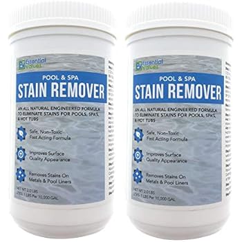 Essential Values 2 Pack Swimming Pool & Spa Stain Remover (4 LBS Total) - Natural & Safe, Works for Vinyl Liners, Fiberglass, Metals - Removes Rust & Other Tough Stains Without Harsh Chemicals
