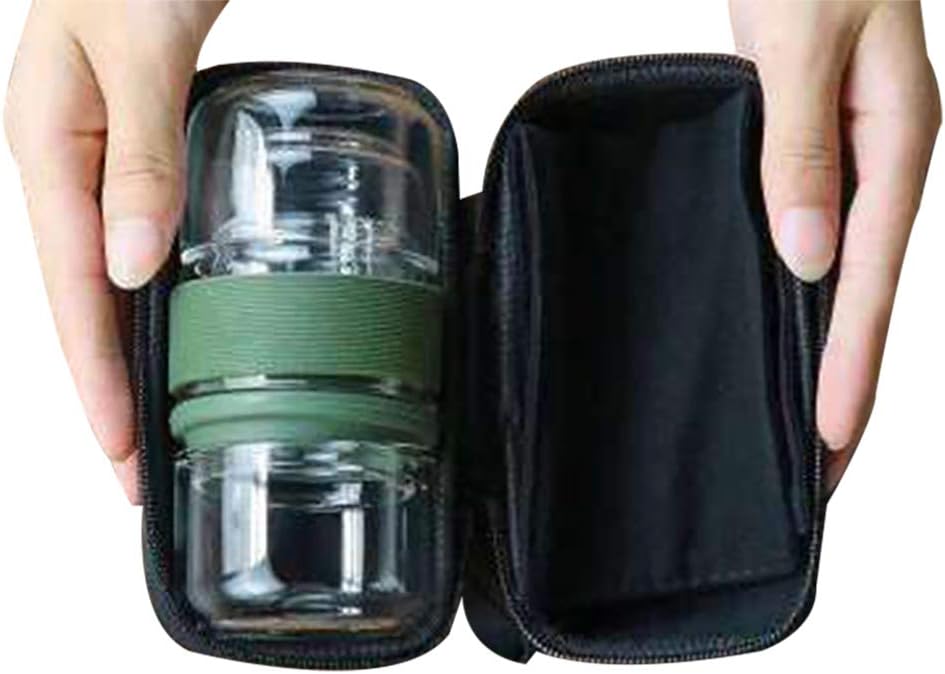 lzndeal Travel Tea Set Kung Fu Tea Pot with Portable Case Glass Teacups with Infuser for Travel Home