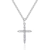 IHOKIT Cross Necklace for Women,Cubic Zirconia Cross Faith Pendant Necklaces Copper Simple Jewelry Gift for Wife Girlfriend Mom(Gold/Silver)