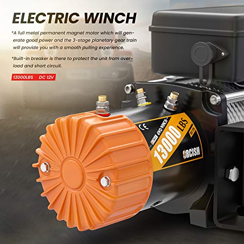 ORCISH 12V 13000-lb Load Capacity Electric Truck Winch Kit Steel Cable, Waterproof Off Road Winch for Jeep,Truck,SUV (Steel Cable) - Image 4
