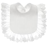Surakey Baby Muslin Bandana Drool Lace Bib - Adjustable, Teething and Drooling Saliva Towel for Newborn - White