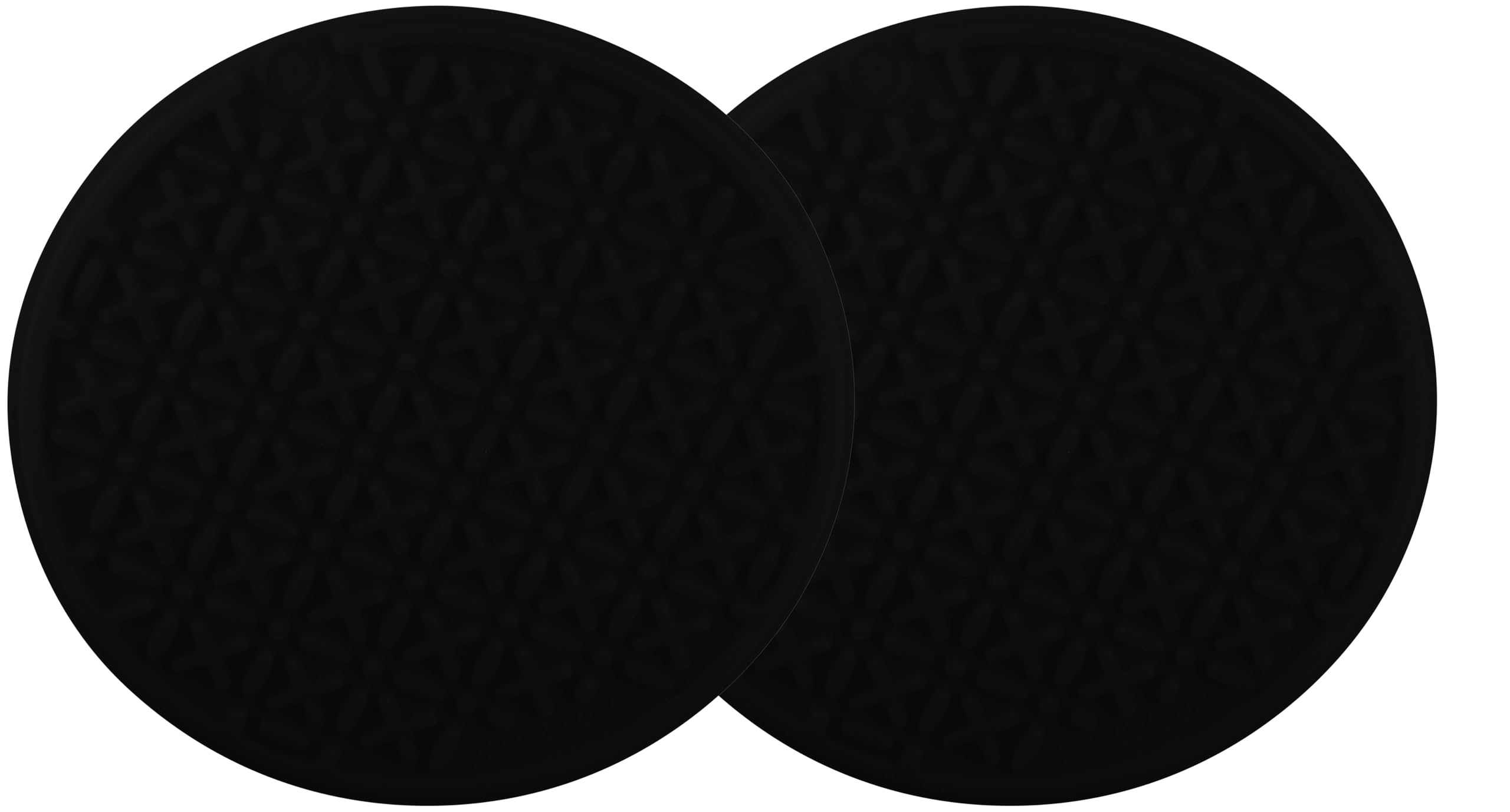 Fackelmann 4in1 Pot Holders x2, Heat Proof Silicone Pot & Pan Mat, Circle Trivet Protect Surface, Heat-Resistant Counter Mat Set of Two, Flexible Anti-Slip Cooking Pot Coaster, 20.5x20.5cm, Black/Red
