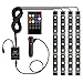 Car Interior Lights LED Under Dash Strip Lights Kits 4pcs 48 LED DC 12V Multicolor Music LED Kit with Sound Active Function and Wireless and Remote Control Car Charger Included