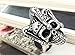 Flongo Men's Punk Stainless Steel Silver Black Gothic Joker Clown Band Ring